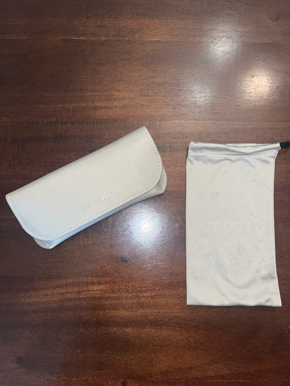 Giorgio Armani Cream Eyewear Case with Matching Soft Pouch